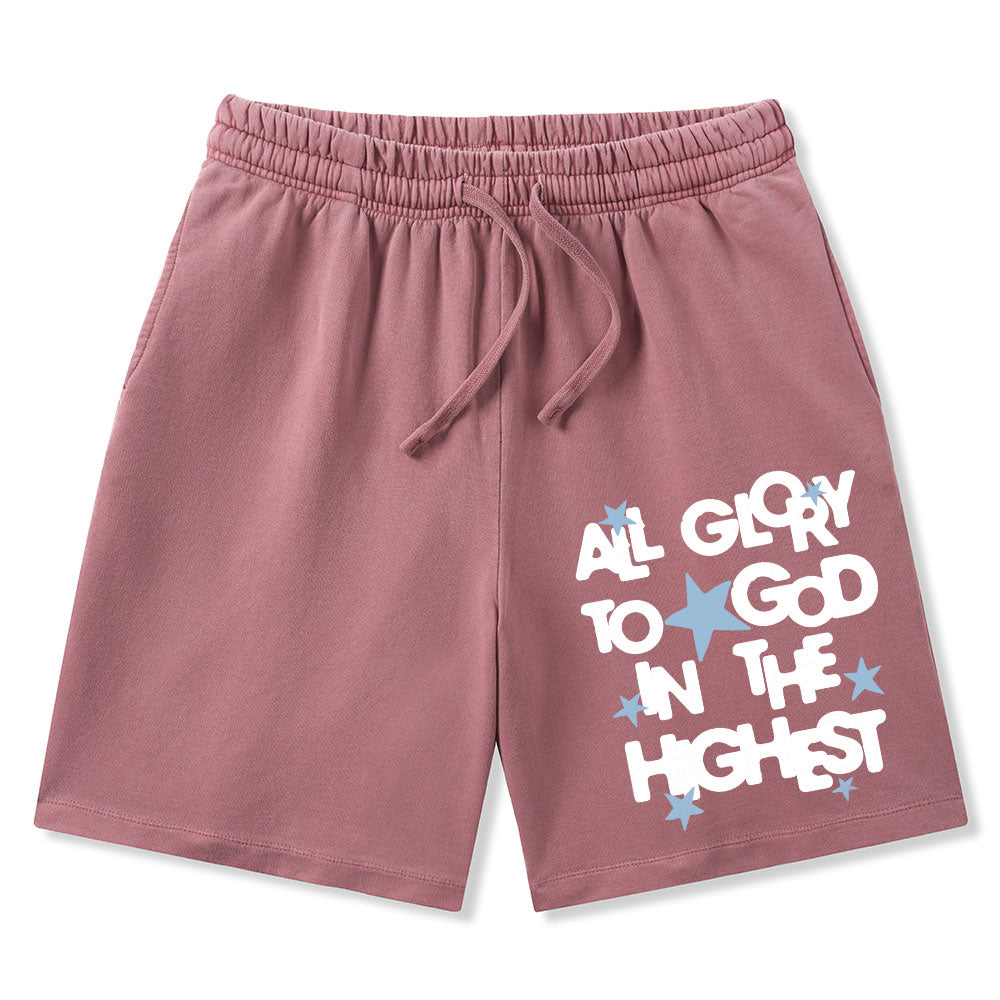 All Glory To God Is In The Highest Christian Washed Shorts