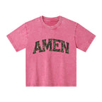 Amen Camouflage Christian Kid Washed T-Shirt