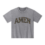 Amen Camouflage Christian Kid Washed T-Shirt