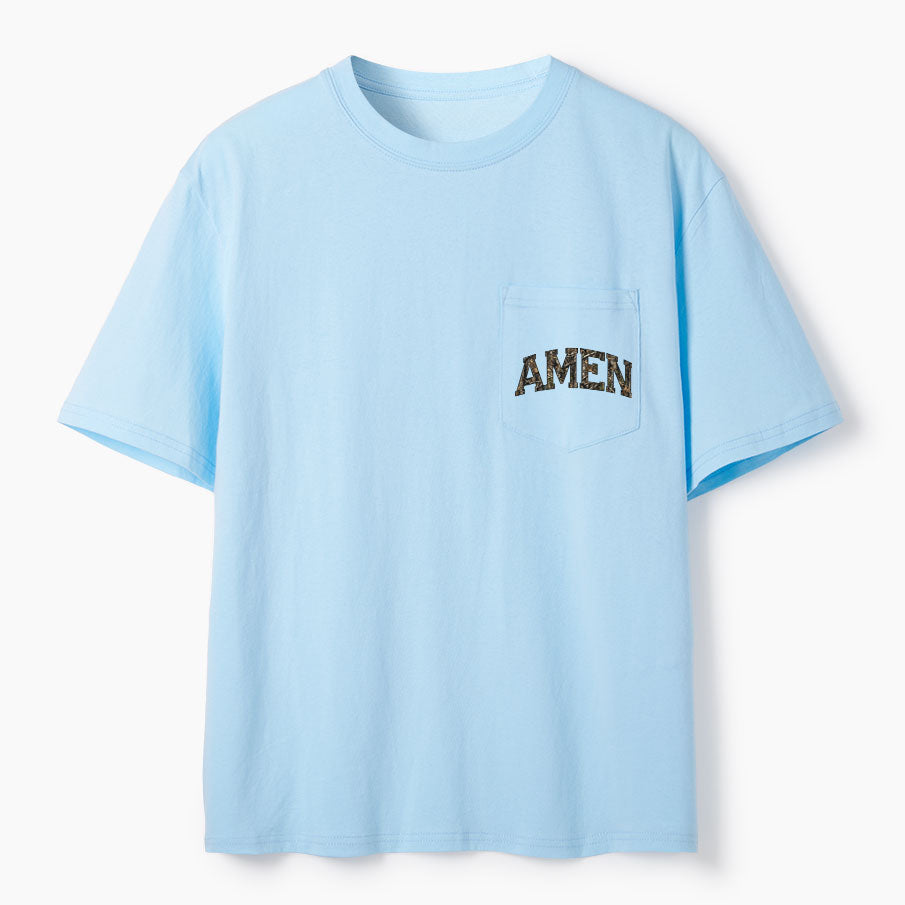 Amen Camouflage Christian Unisex Pocket T-Shirt