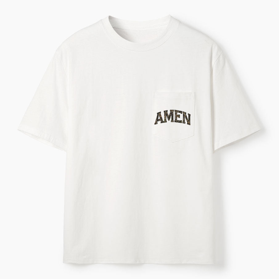 Amen Camouflage Christian Unisex Pocket T-Shirt