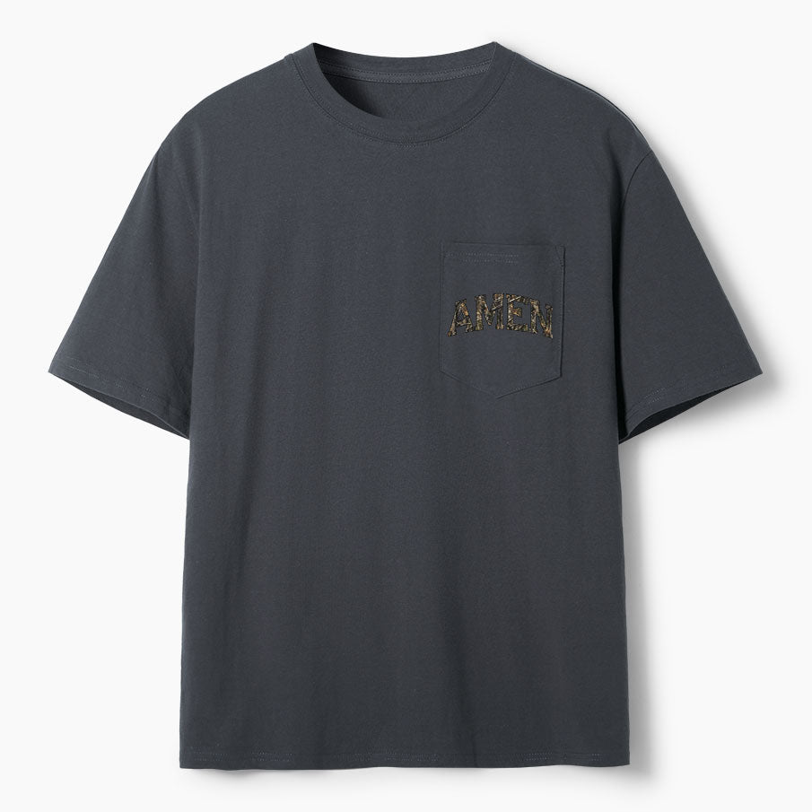 Amen Camouflage Christian Unisex Pocket T-Shirt