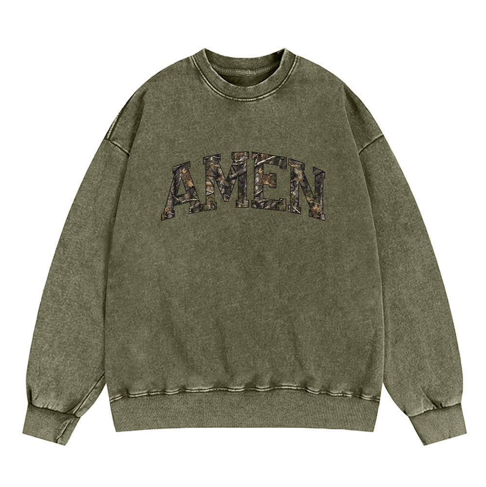 Amen Camouflage Christian Washed Sweatshirt