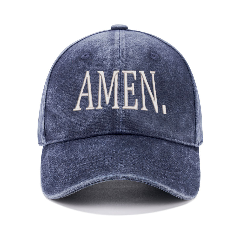 Amen Christian Couple Washed Hat