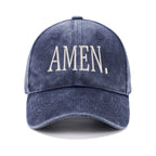 Amen Christian Couple Washed Hat
