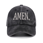 Amen Christian Couple Washed Hat