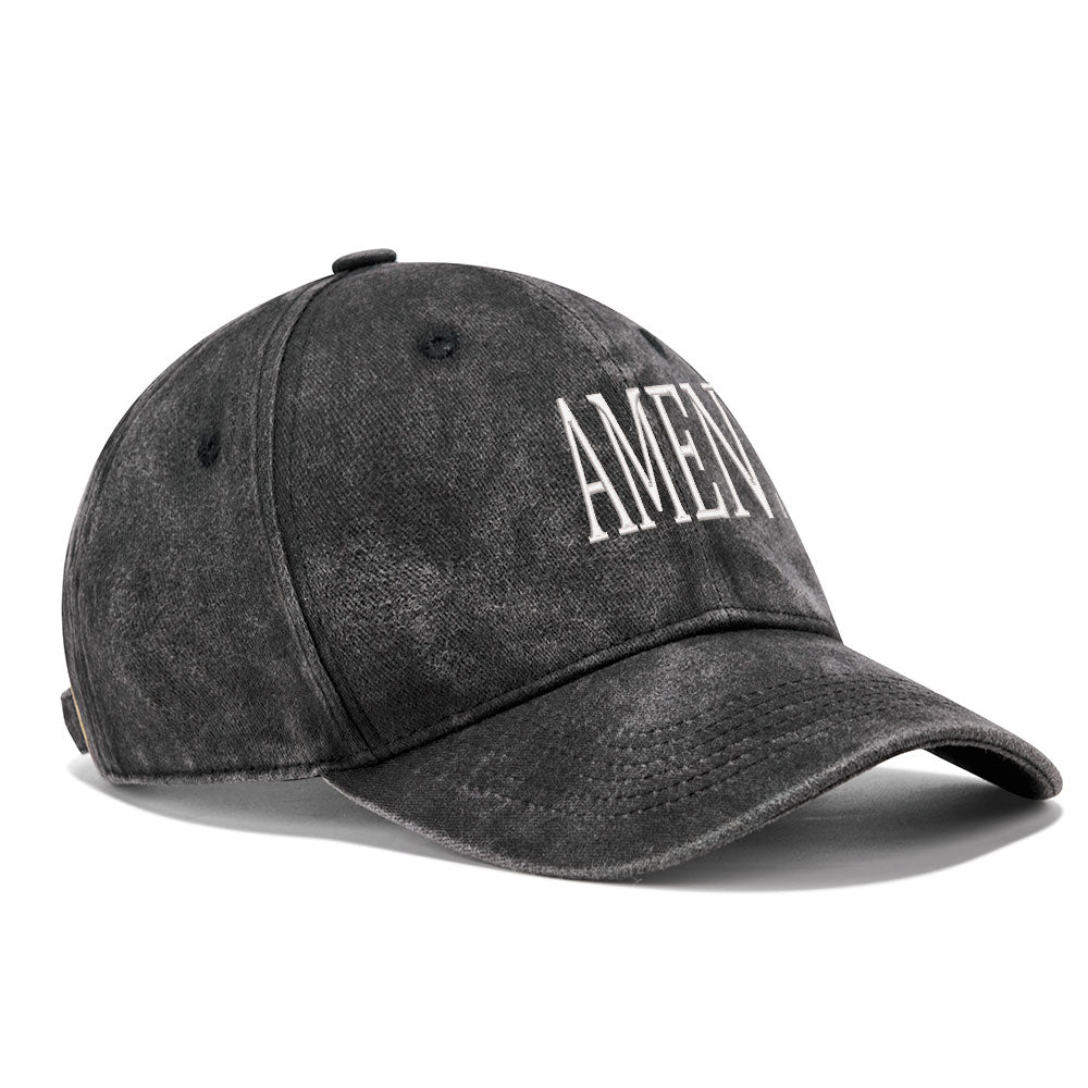 Amen Christian Couple Washed Hat