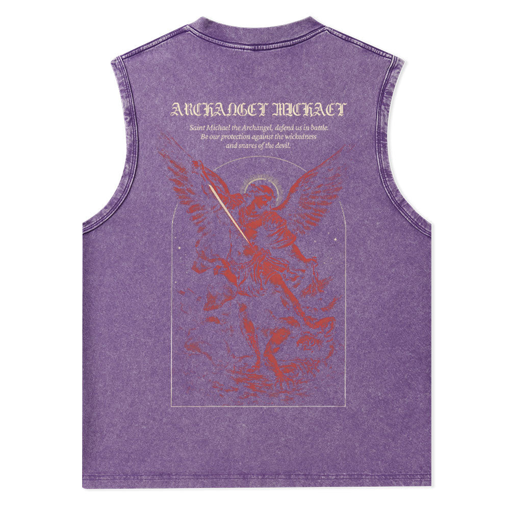 Archangel Michael Christian Washed Tank Top