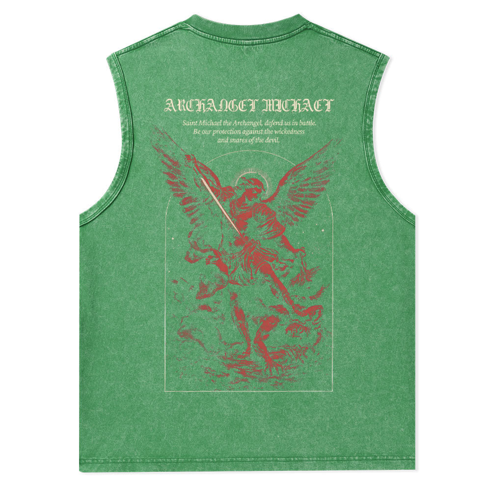 Archangel Michael Christian Washed Tank Top