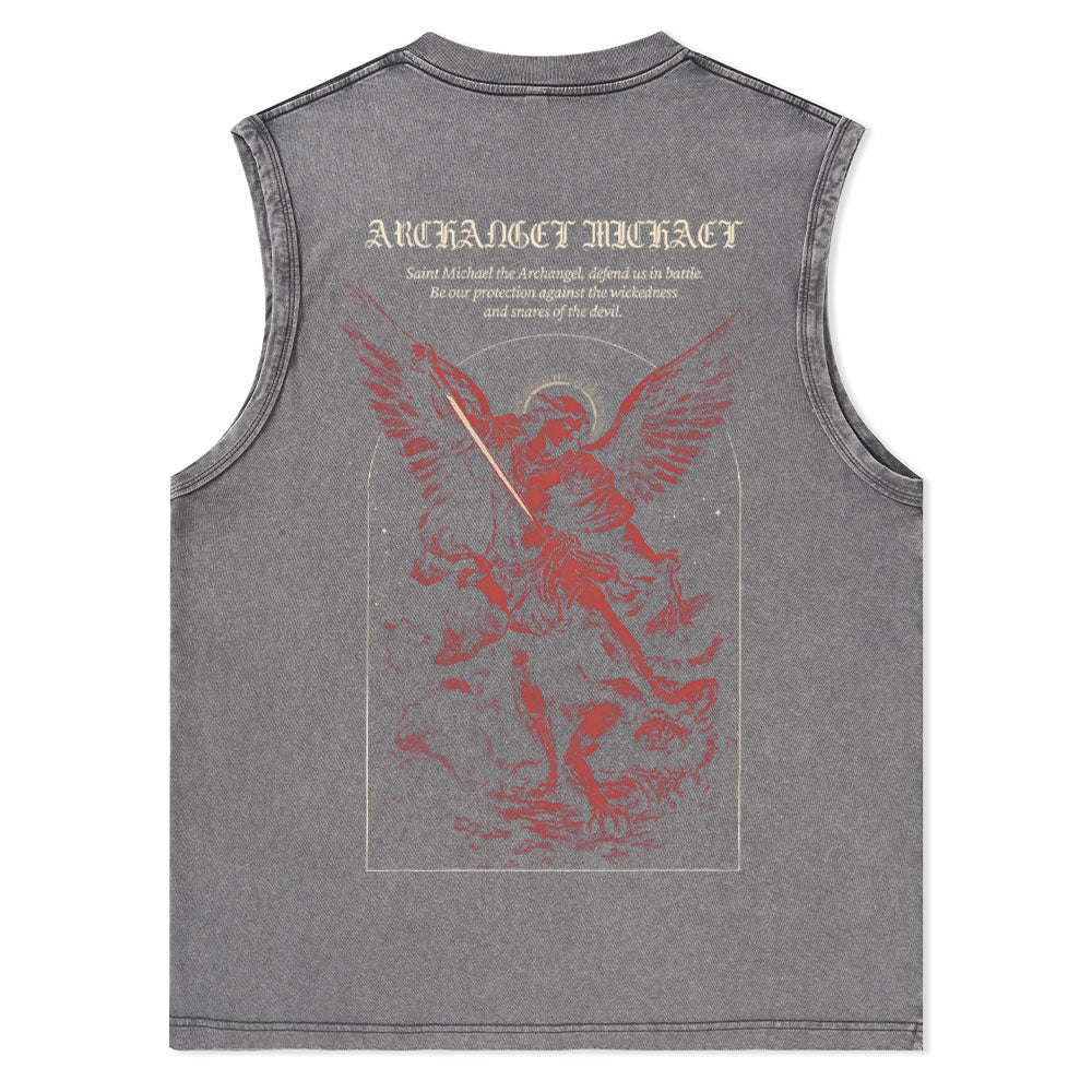 Archangel Michael Christian Washed Tank Top