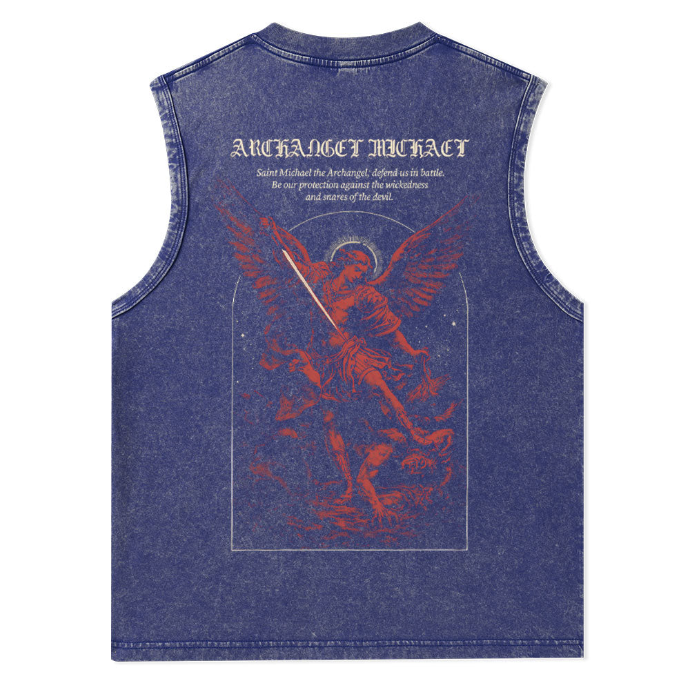 Archangel Michael Christian Washed Tank Top