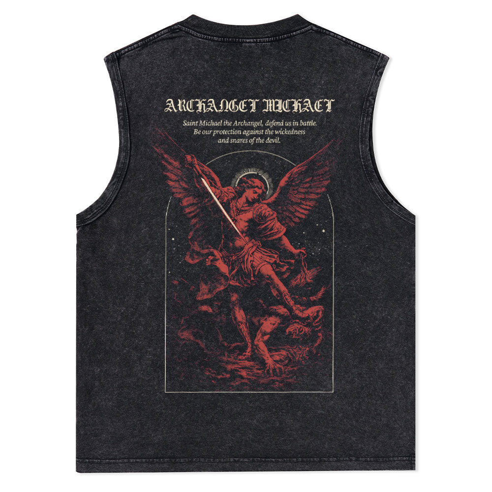 Archangel Michael Christian Washed Tank Top