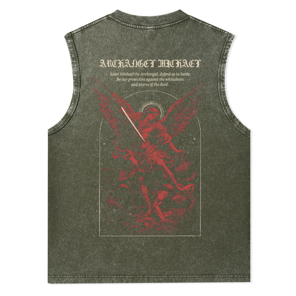 Archangel Michael Christian Washed Tank Top