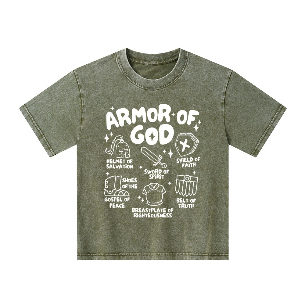 Armor Of God Christian Kid Washed T-Shirt