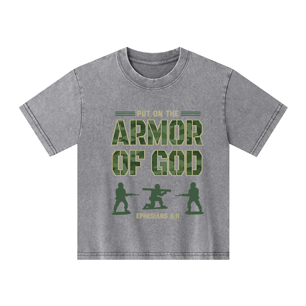 Armor Of God Christian Kid Washed T-Shirt
