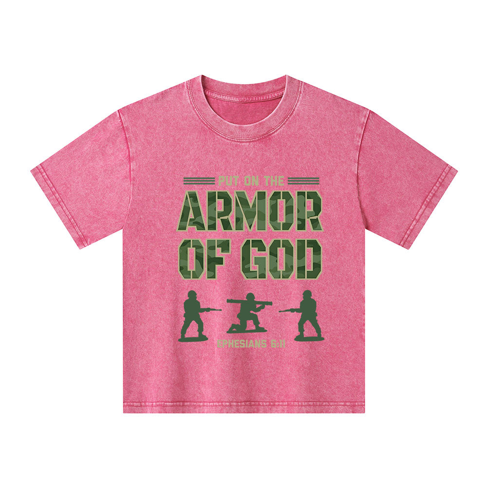 Armor Of God Christian Kid Washed T-Shirt