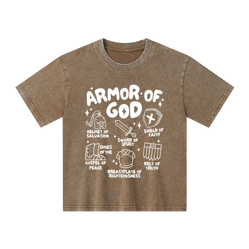 Armor Of God Christian Kid Washed T-Shirt
