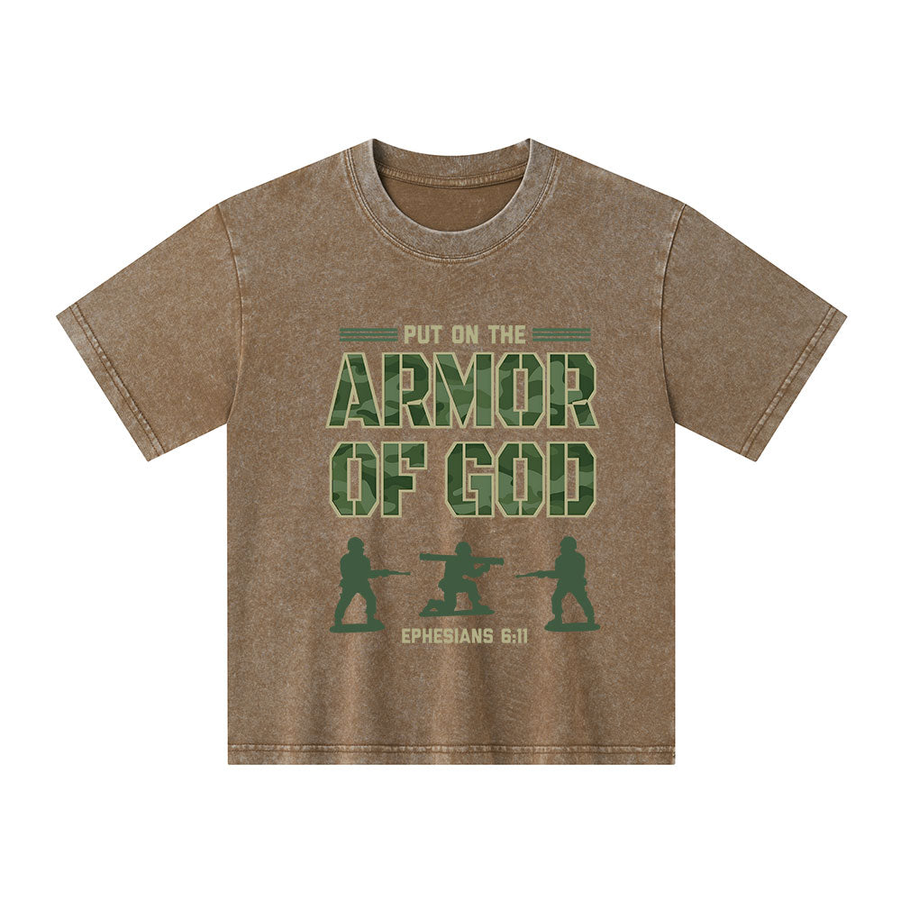 Armor Of God Christian Kid Washed T-Shirt