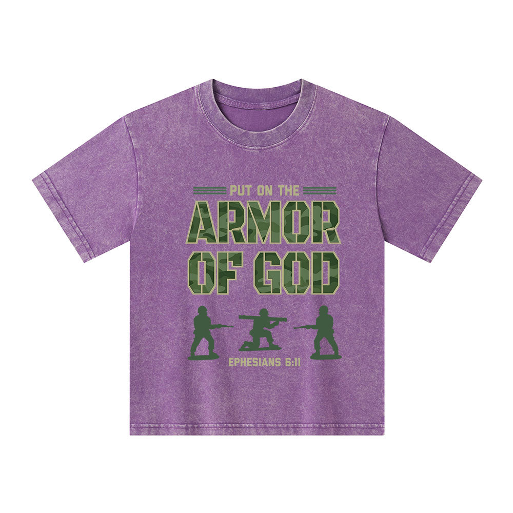 Armor Of God Christian Kid Washed T-Shirt