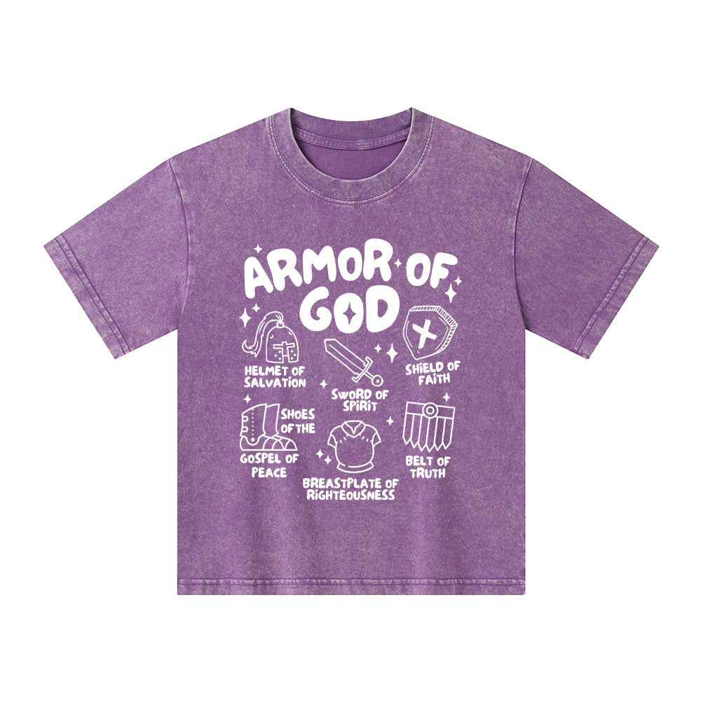Armor Of God Christian Kid Washed T-Shirt
