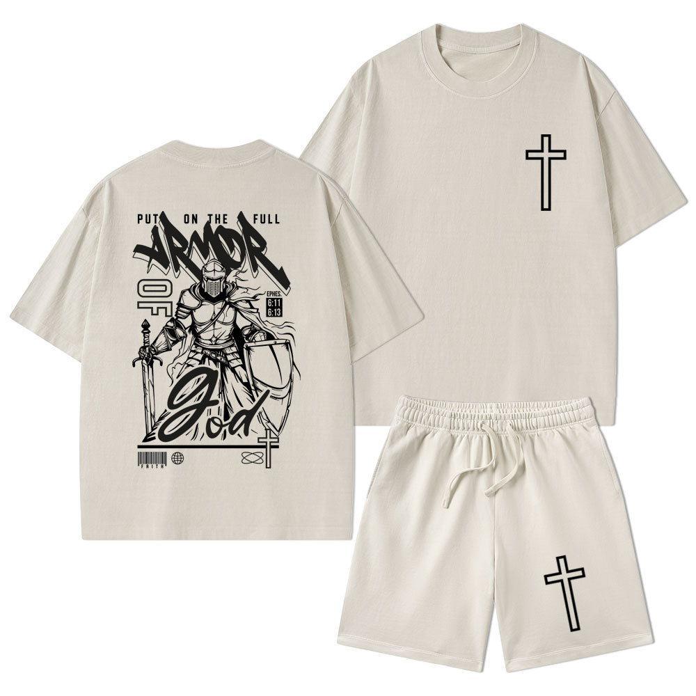 Armor Of God Christian Washed T-Shirt & Shorts