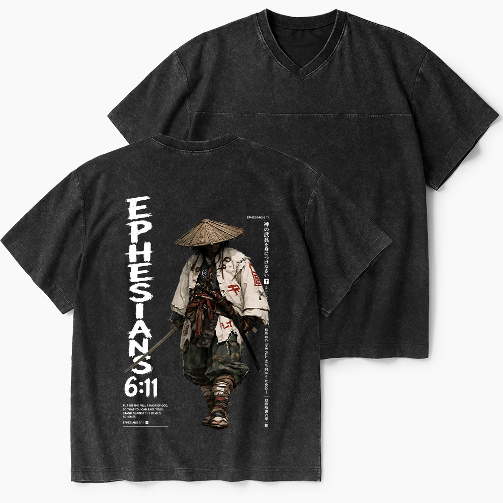 Armor Of God Christian Washed V-Neck T-Shirt