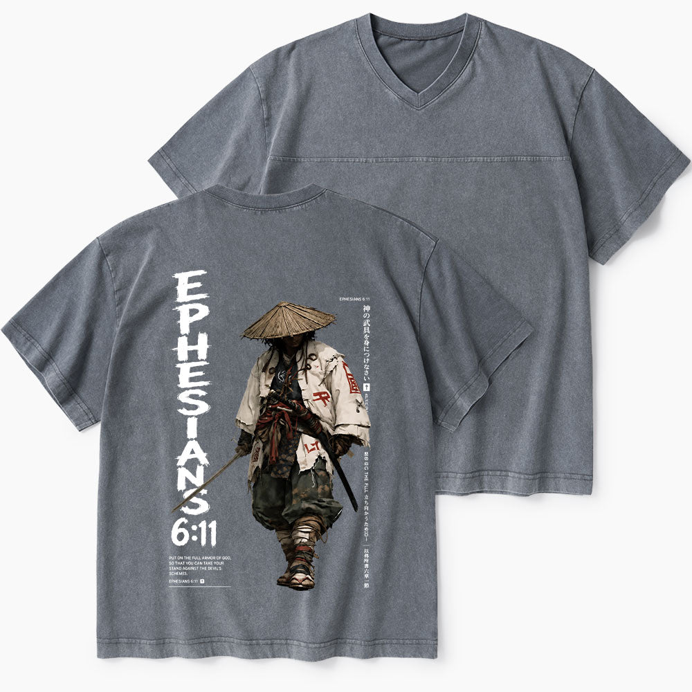 Armor Of God Christian Washed V-Neck T-Shirt