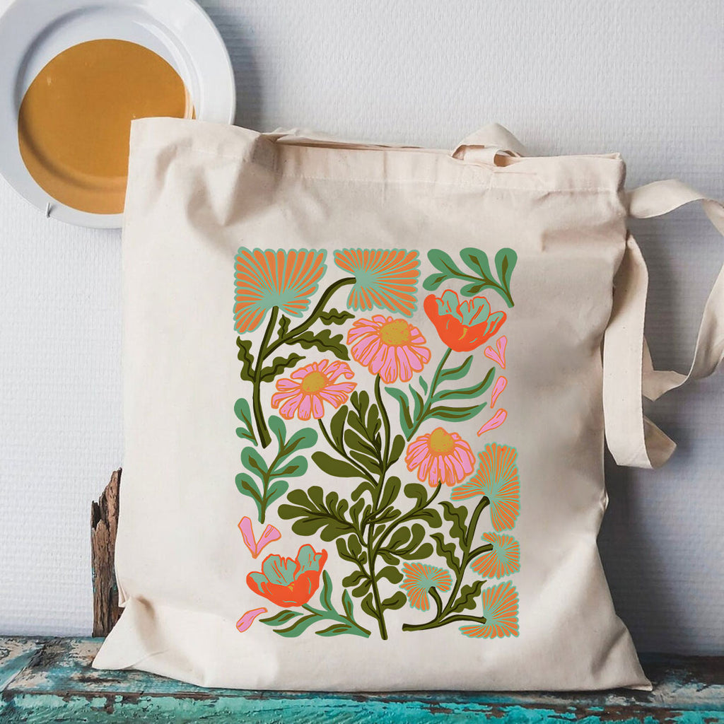 Be Still And Know Abstract Flower Christian Canvas Tote Bag