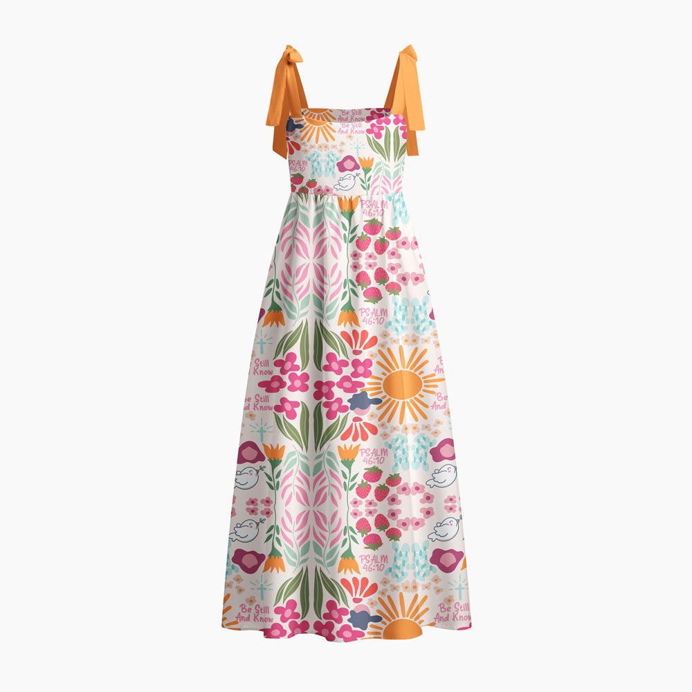 Be Still And Know Chrisitan Tie Shoulder Maxi Dress