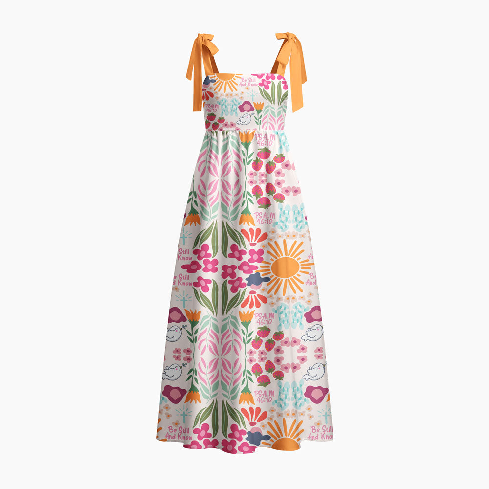 Be Still And Know Chrisitan Tie Shoulder Maxi Dress