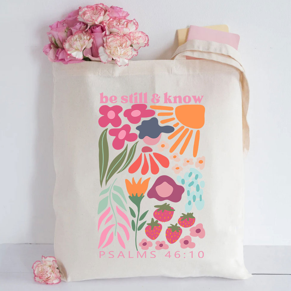Be Still And Know Christian Canvas Tote Bag