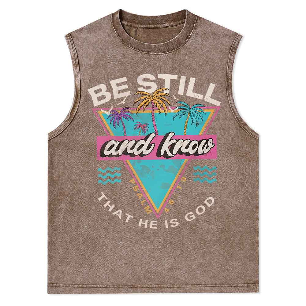 Be Still And Know Christian Washed Tank Top