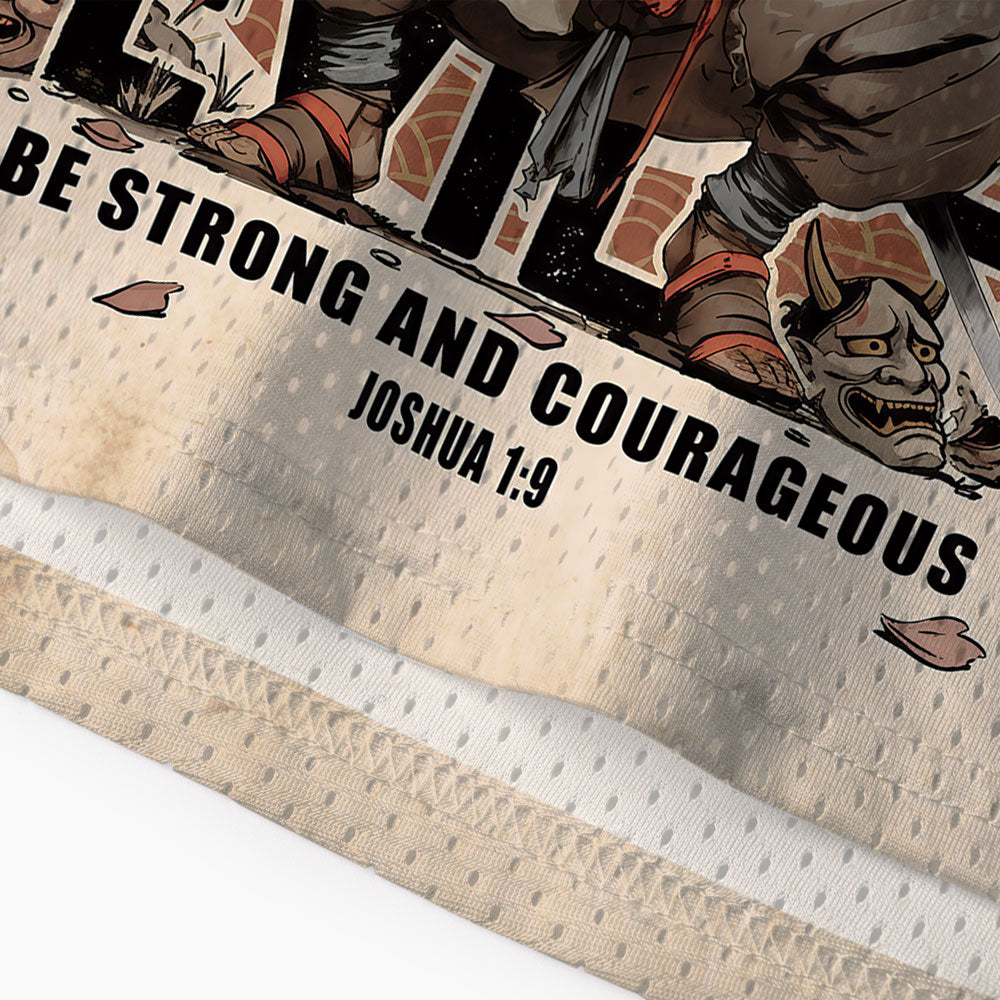 Be Strong And Courageous Christian Mesh Jersey Tank Top