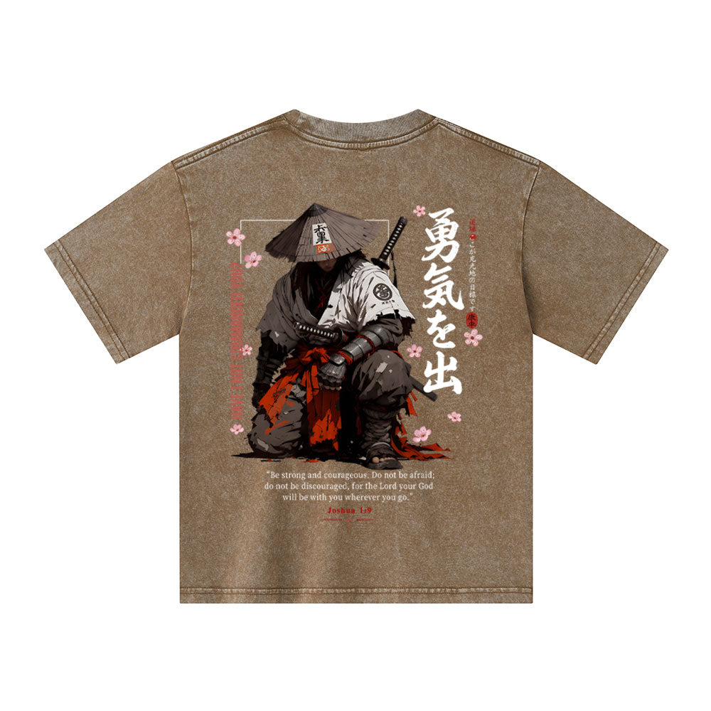Be Strong And Courageous Christian Washed T-Shirt
