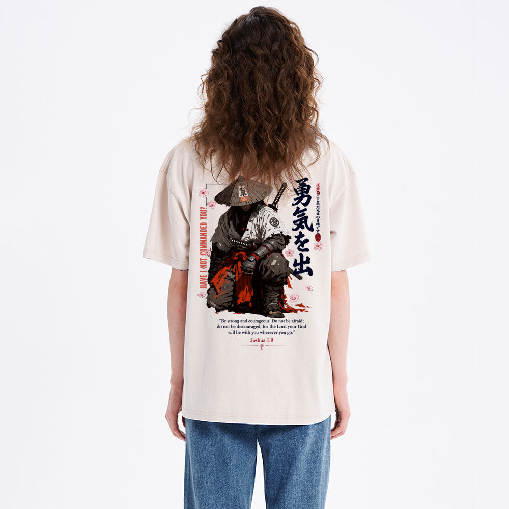 Be Strong And Courageous Christian Washed T-Shirt