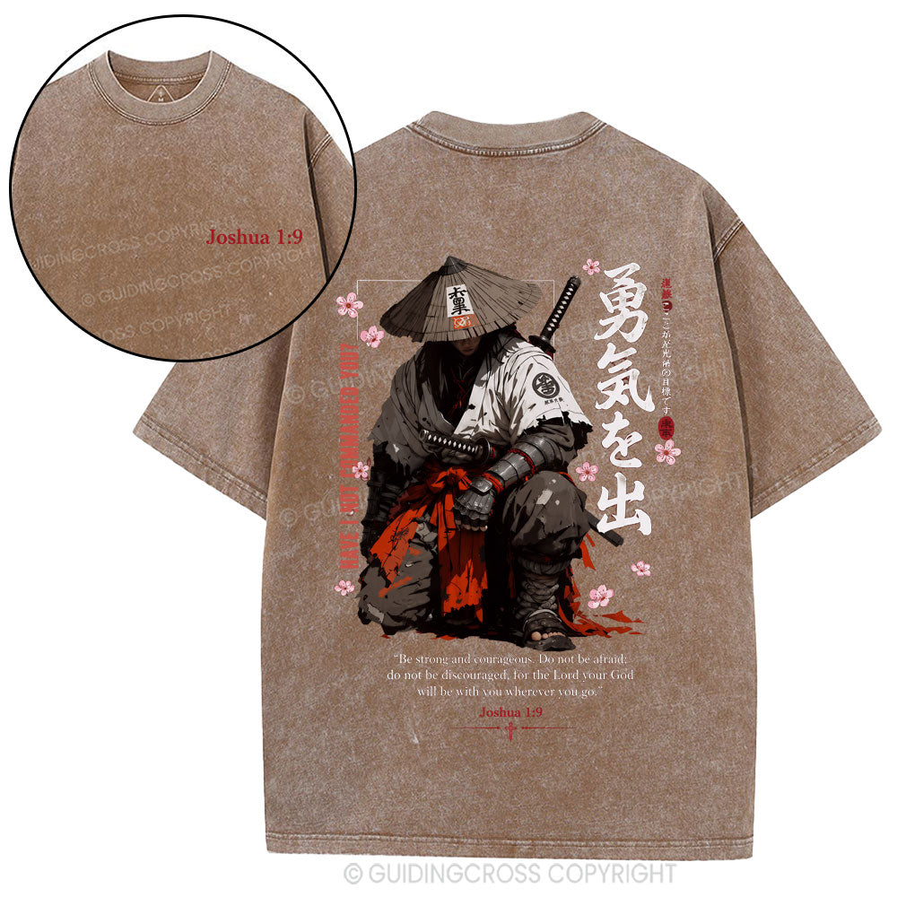 Be Strong And Courageous Christian Washed T-Shirt