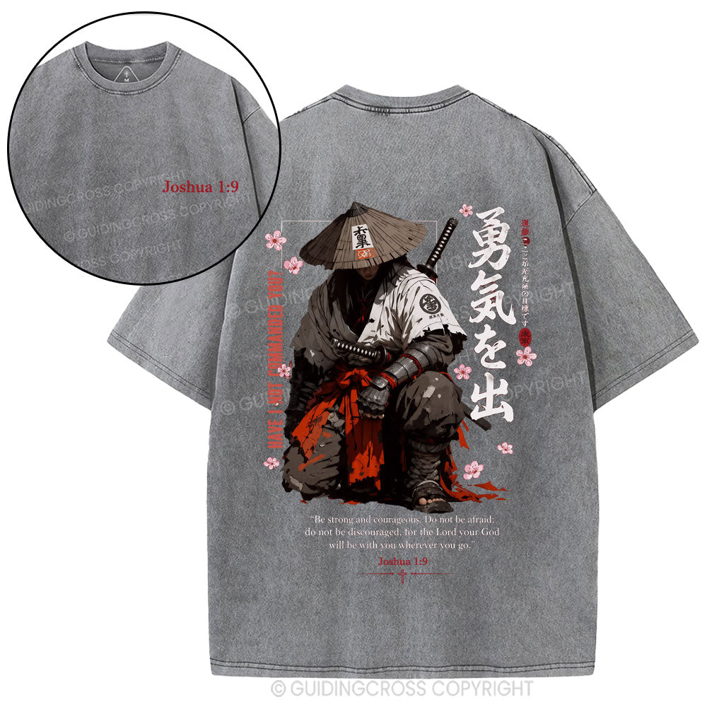 Be Strong And Courageous Christian Washed T-Shirt