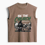 Be The Church When Service Is Over Christian Women's Washed Tank Top