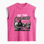 Be The Church When Service Is Over Christian Women's Washed Tank Top