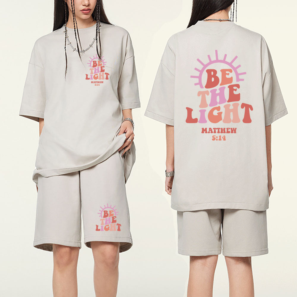Be The Light Christian Washed T-Shirt & Shorts