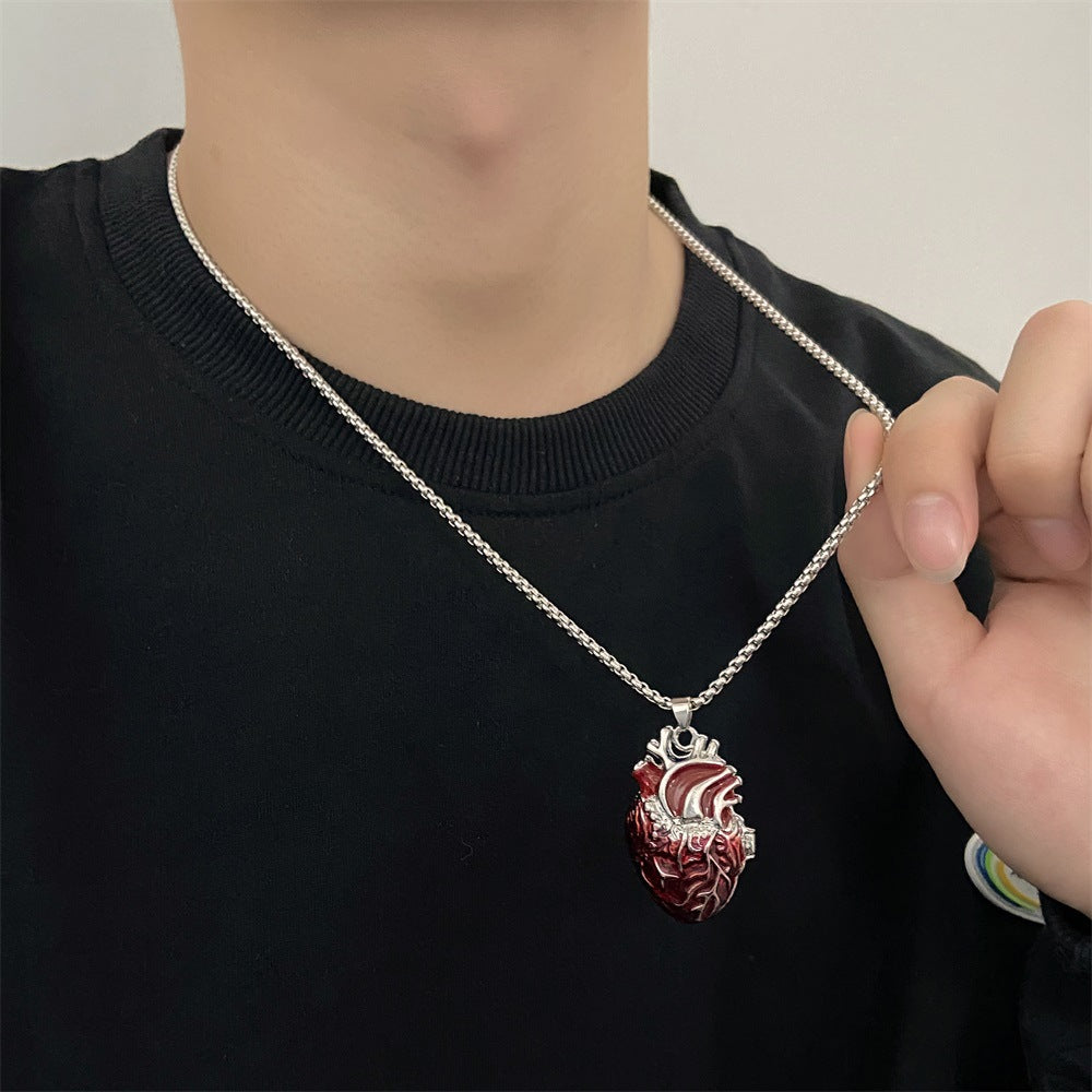 Beating Heart Opens The Red Heart Neaklace