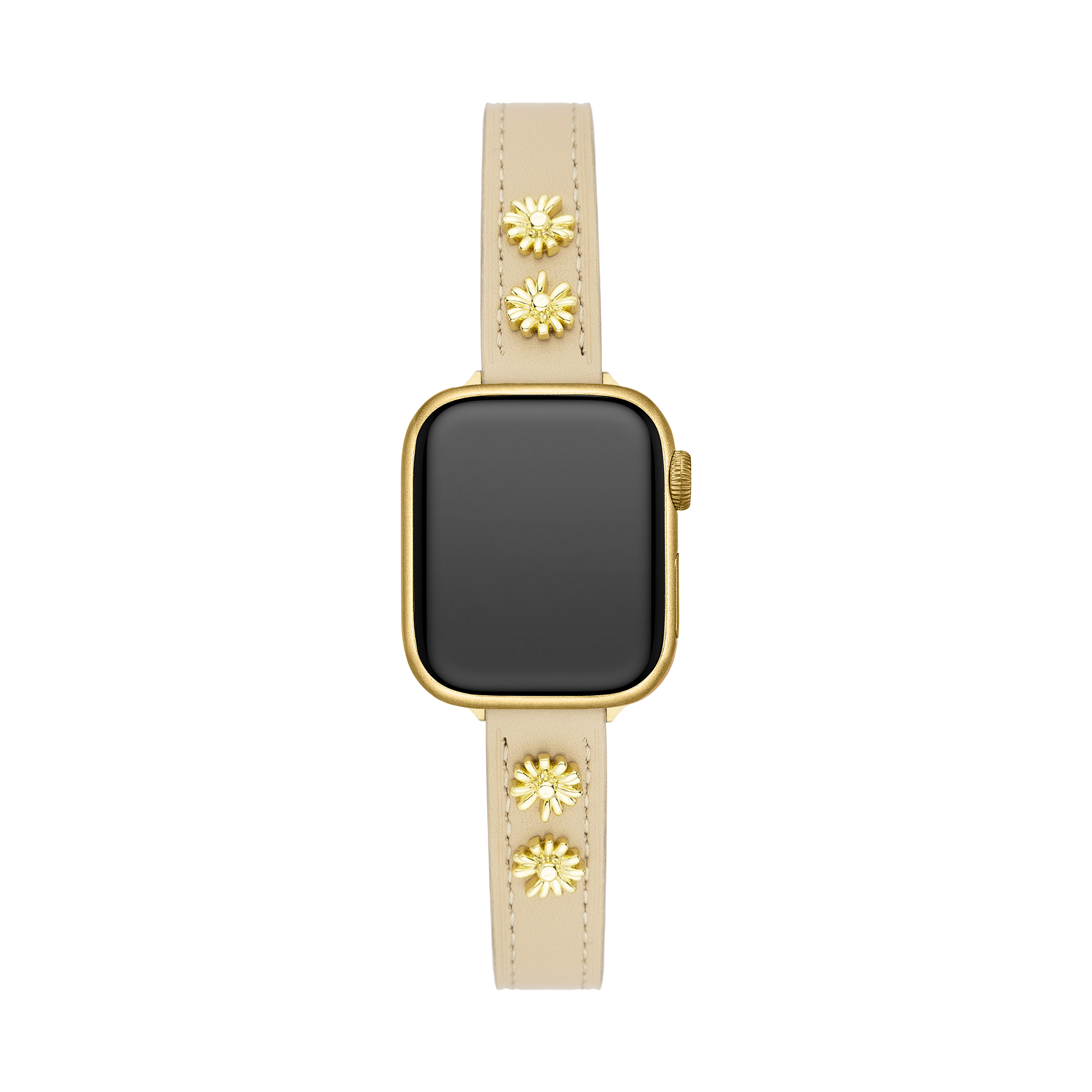 14k Gold / Platinum Plated Daisy Leather Watch Band for Apple Watch