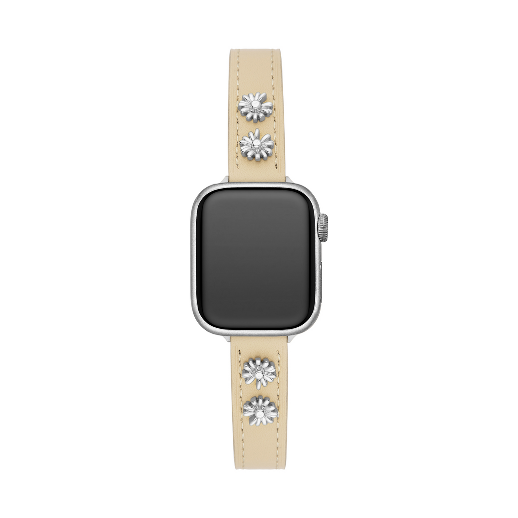 14k Gold / Platinum Plated Daisy Leather Watch Band for Apple Watch