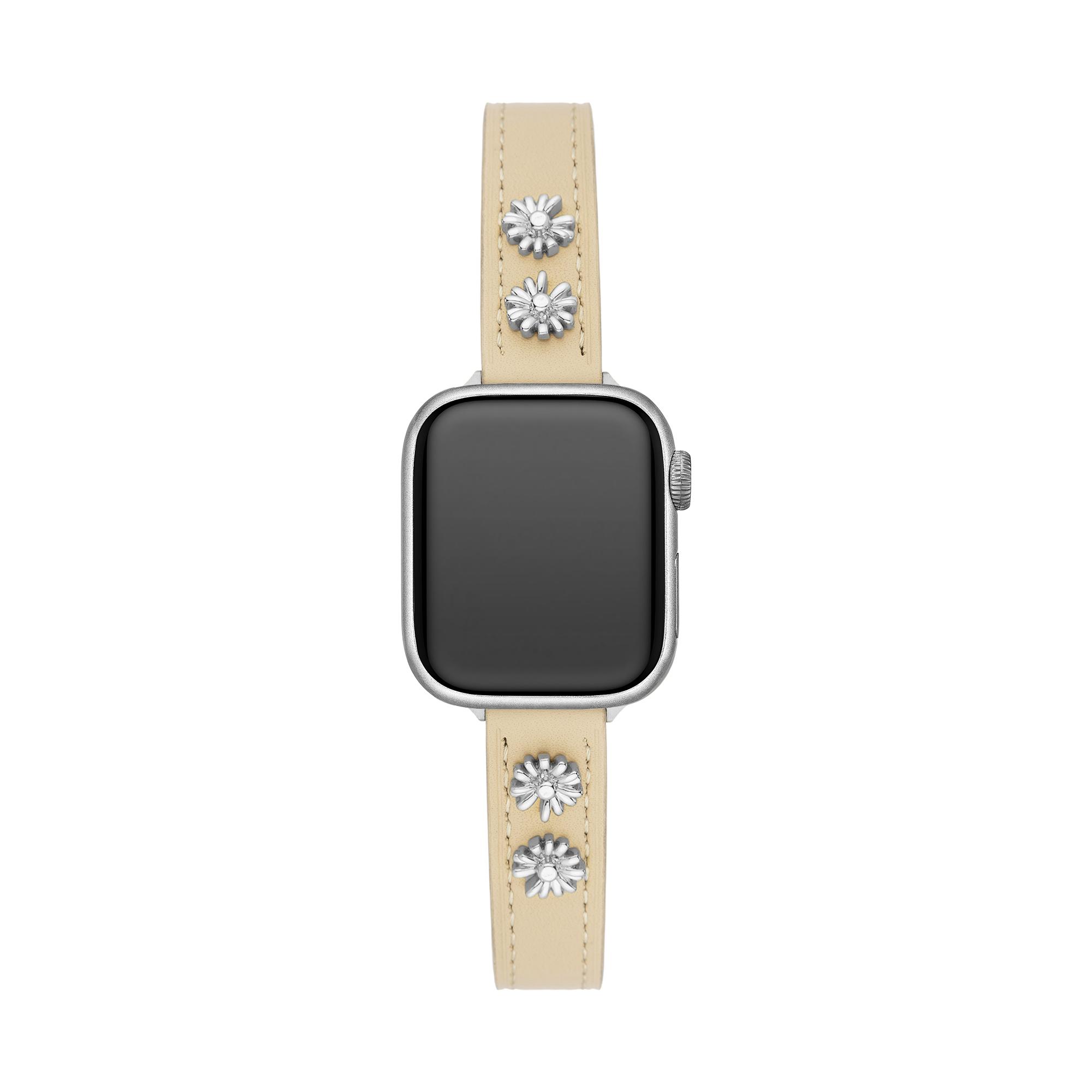 14k Gold / Platinum Plated Daisy Leather Watch Band for Apple Watch