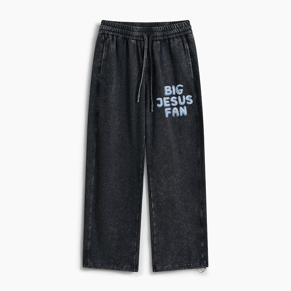 Big Jesus Fan Christian Washed Sweatpants