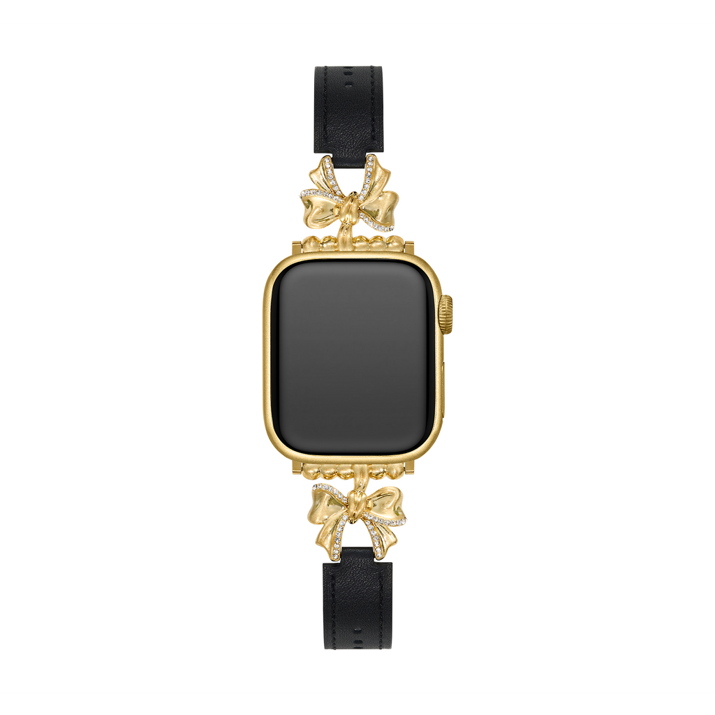 14k Gold / Platinum Plated Bowknot Leather Watch Band for Apple Watch