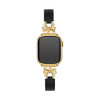 14k Gold / Platinum Plated Bowknot Leather Watch Band for Apple Watch