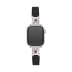14k Gold / Platinum Plated Heart Adorned Leather Watch Band