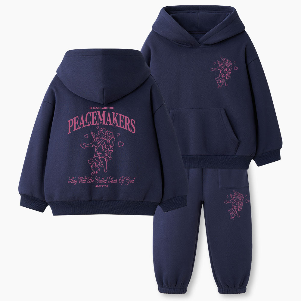 Blessed Are The Peacemakers Christian Kid Fleece Hoodie Set