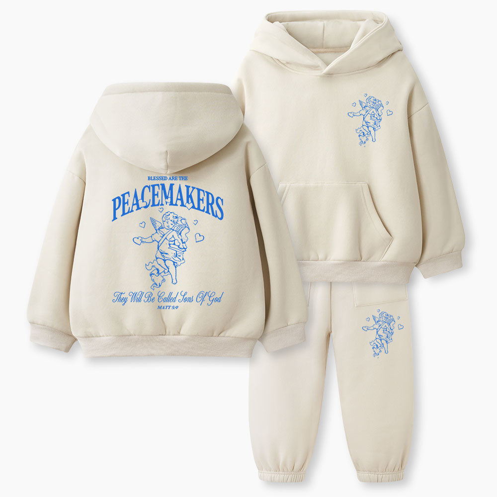 Blessed Are The Peacemakers Christian Kid Fleece Hoodie Set